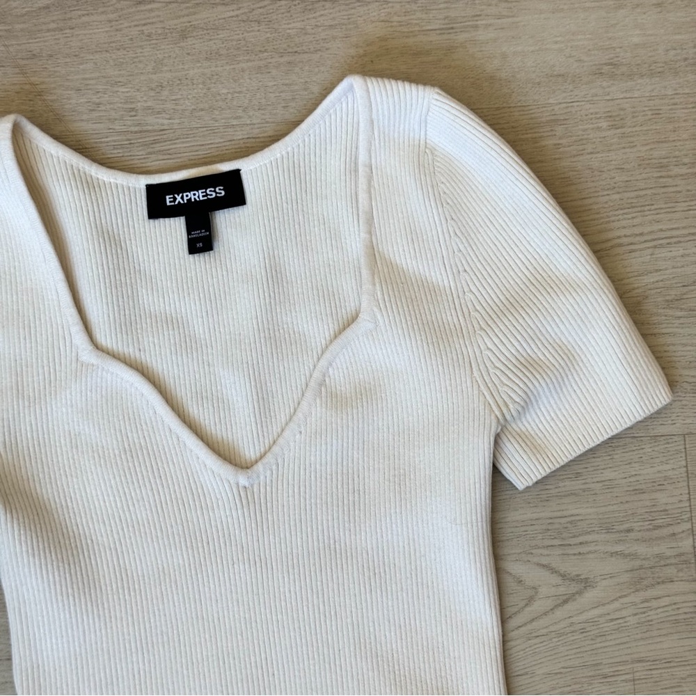 Express White Ribbed Top - Picture 2 of 4